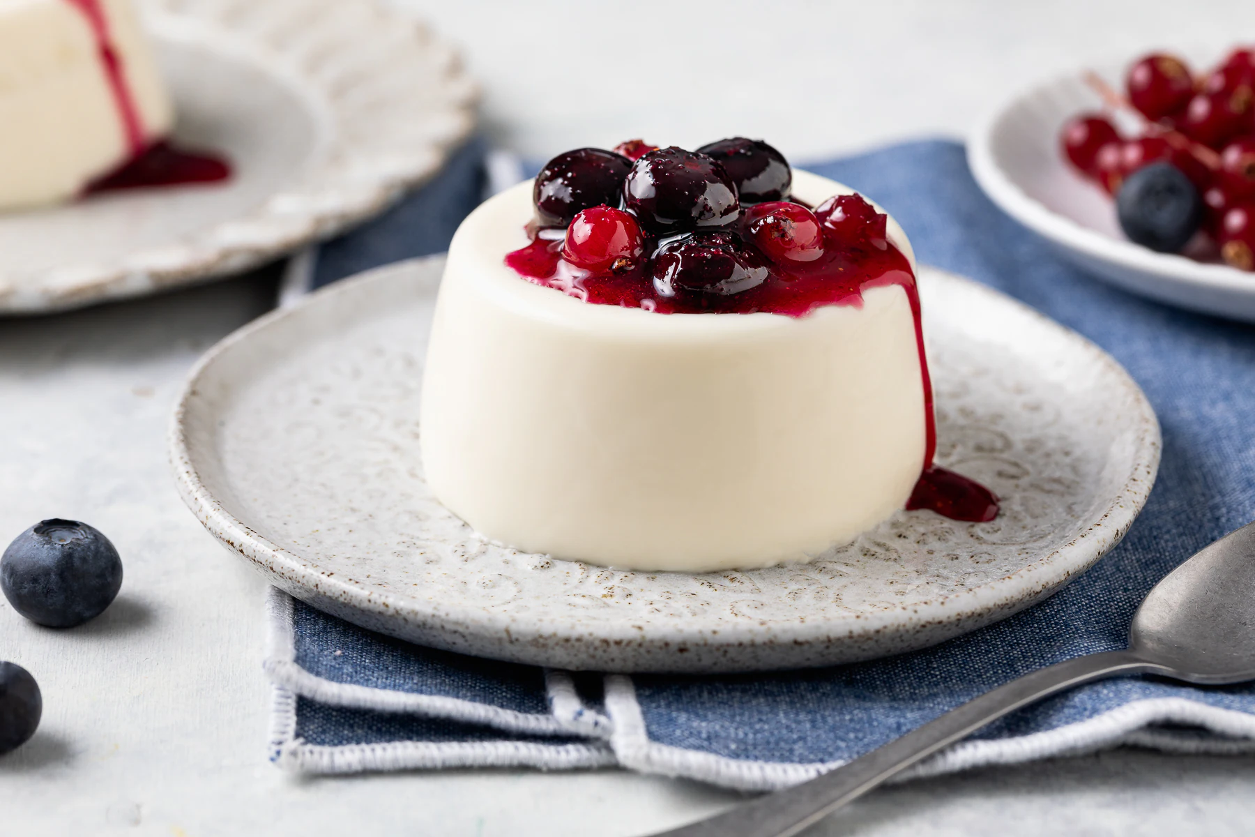 Panna cotta con mirtilli e ribes